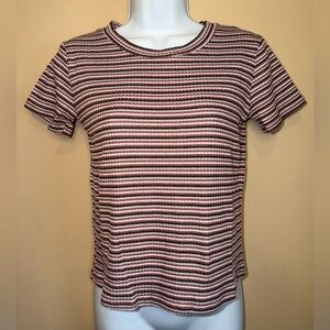 NWT Fury Mauve, Black, Gray, & White Striped Women’s Boutique Crop Top